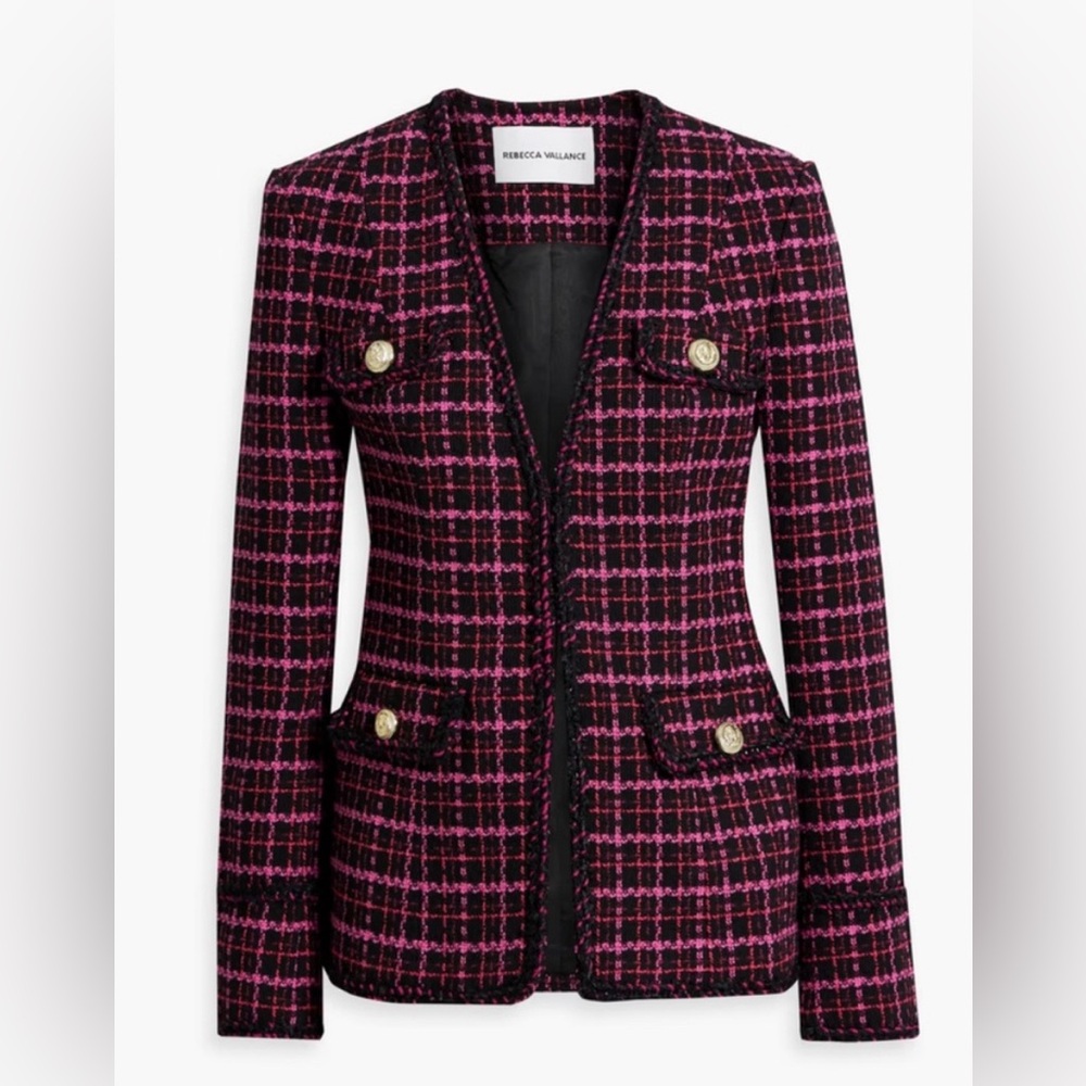 Rebecca Vallance Cher Checked cotton blend tweed jacket